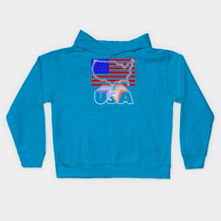 US Flag Map 3D Kids Hoodie